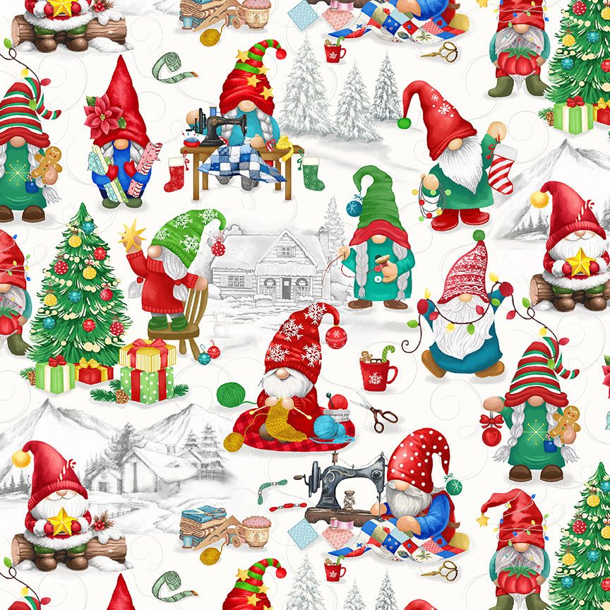 CHRISTMAS QUILTING GNOMES HOLIDAY-CD3556-WINTER