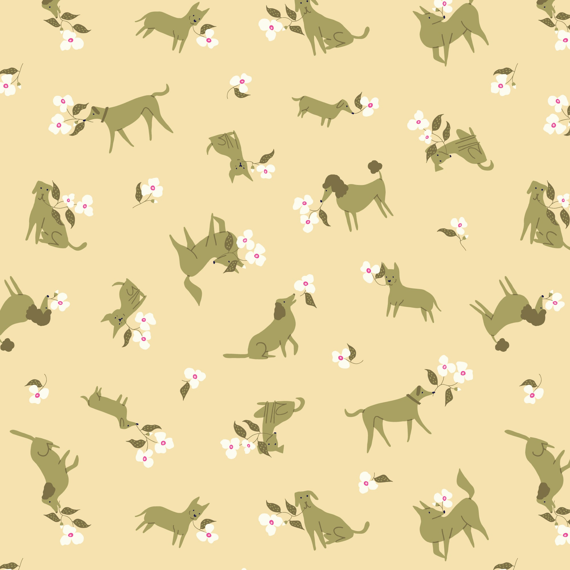 228576 Dog and Big Flowers