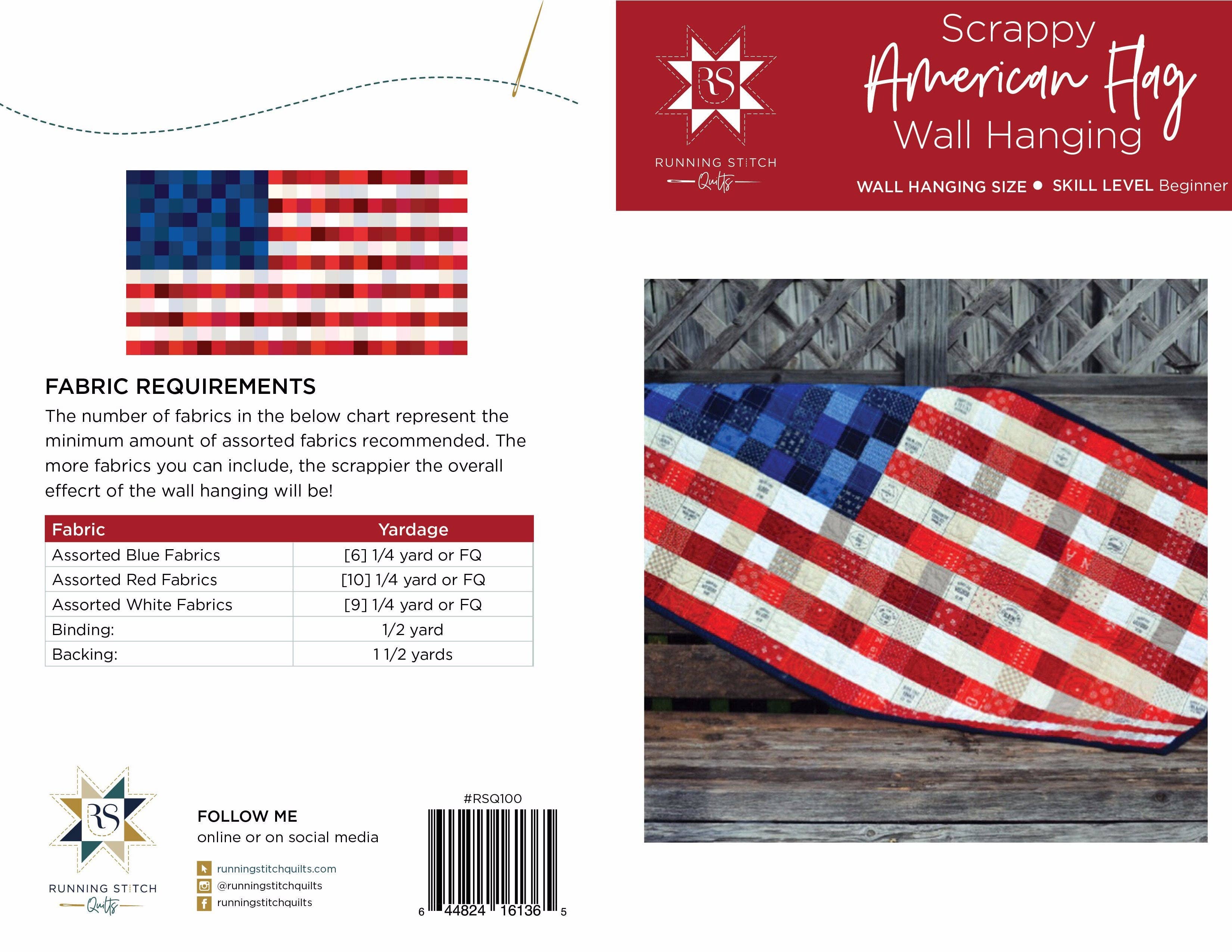 Scrappy American Flag Pattern - PRINTED