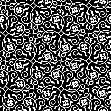 3575-99 Black - Flower with Scroll || Paradox II