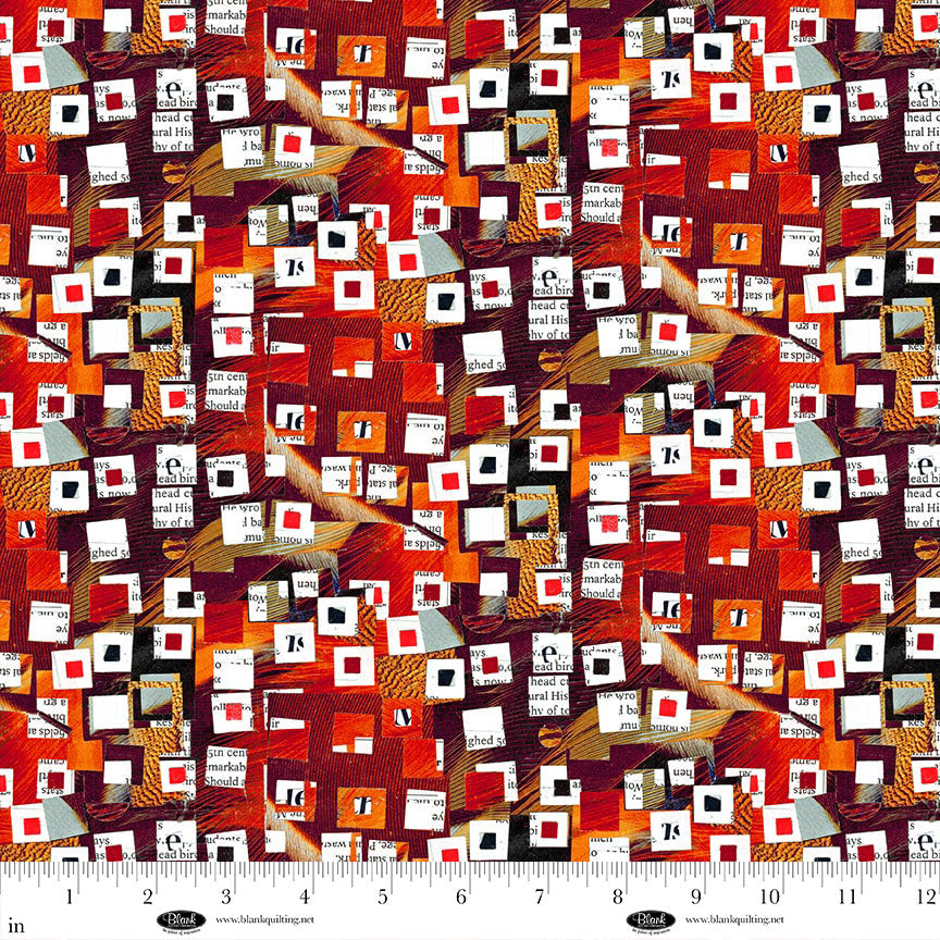 4201-88 Red || Spread The Word || Newspaper Snippets on Abstract Shapes-Red