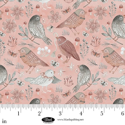 4569-22 Dusty Rose || Petals & Pewter || Birds-Dusty Rose