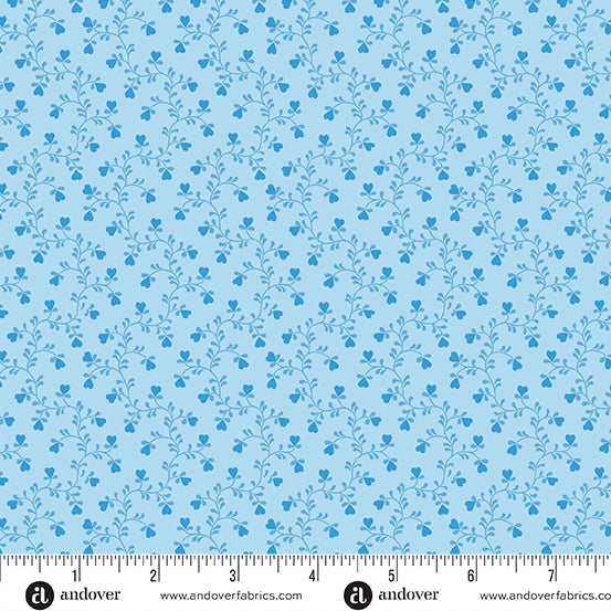 A-004-B Plain and Simple by Andover Fabrics Heart Vine Sky