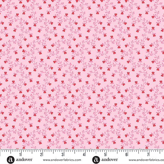 A-004-E Plain and Simple by Andover Fabrics Heart Vine Pink