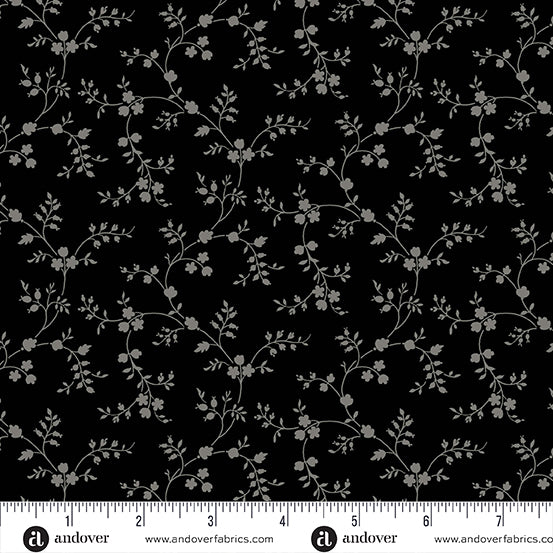 A-1100-K Pumpkin Licorice by Andover Fabrics Floral Vines Licorice