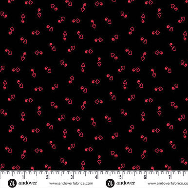 A-1244-K Heart and Soul by Andover Fabrics Hook Heart Black