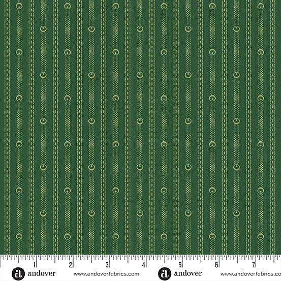 A-1259-G Little Gems by Andover Fabrics Chain Stripe Hunter Green