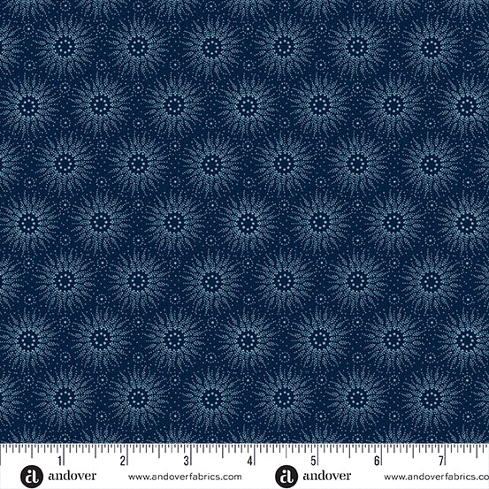 A-1262-B Little Gems by Andover Fabrics Sun Burst Denim