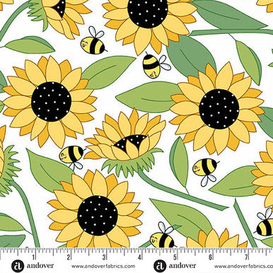 A-1574-L || Sunny Honey || Blooms Abuzz White