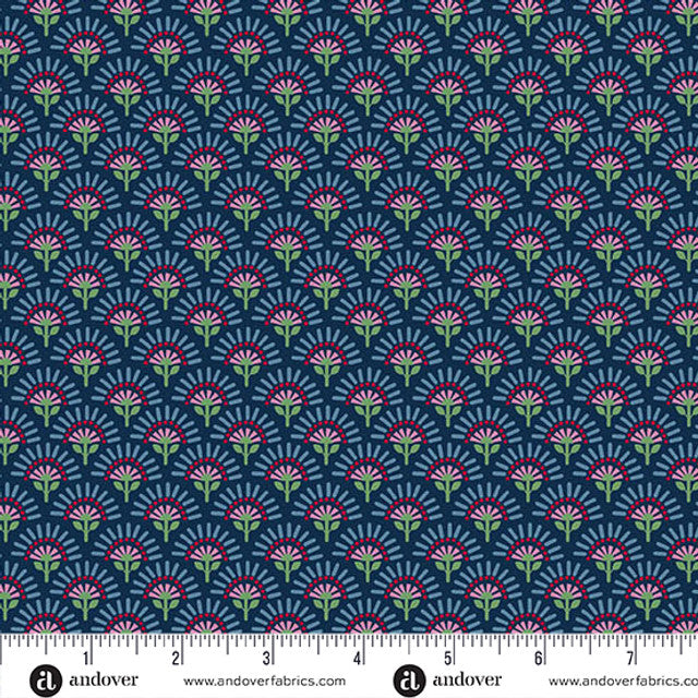 A-1658-B || Whimsy || Flower Fan Navy