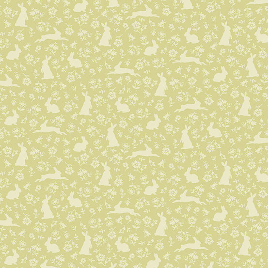 A-405-G Welcome Spring by Andover Fabrics Bunnies Green