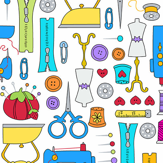 A-9866-L || Sew Happy || Notions White