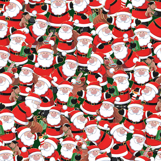 TP-2587-1 Santas Christmas by Makower UK Santa Crowd Red