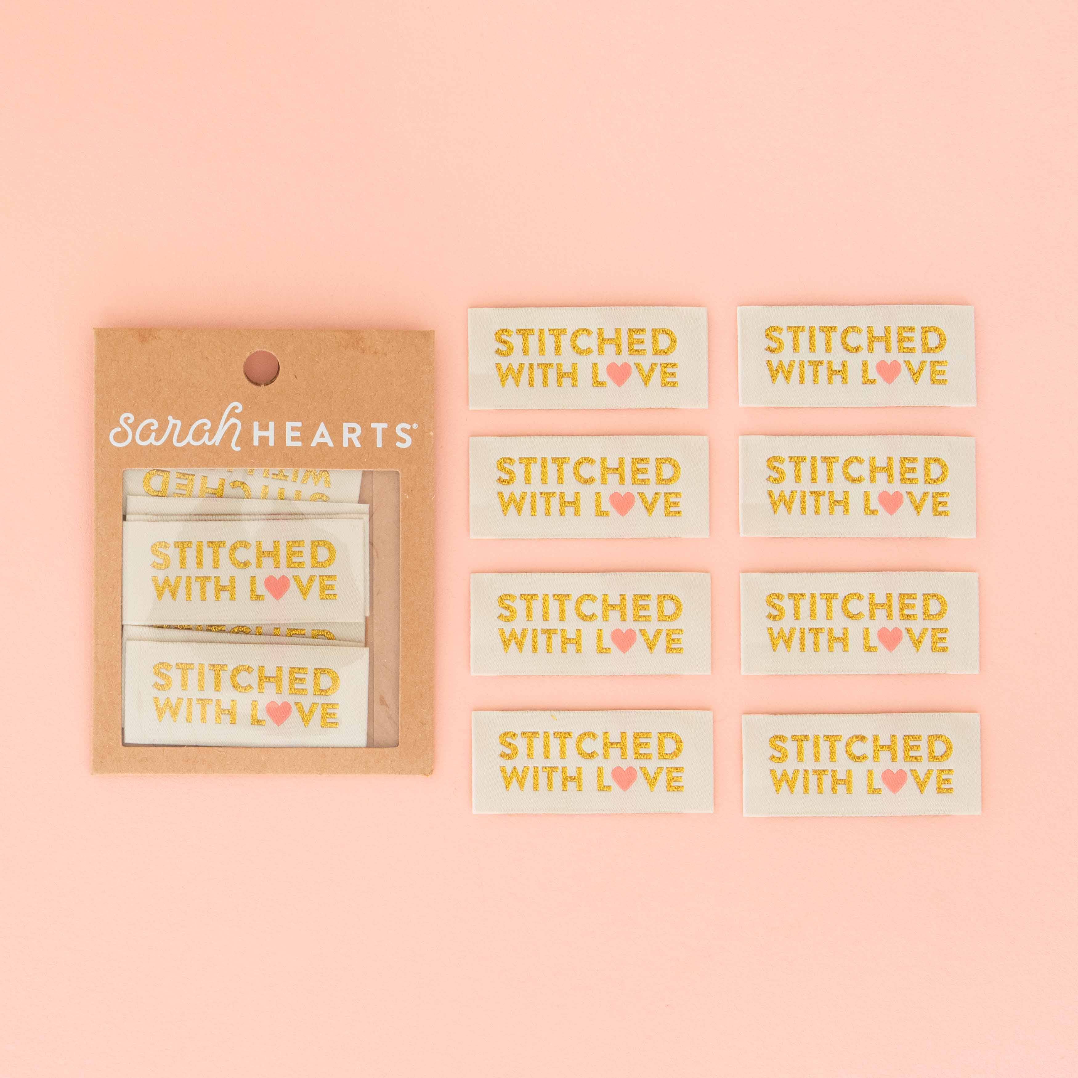 Stitched with Love - Gold Sewing Woven Clothing Label Tags