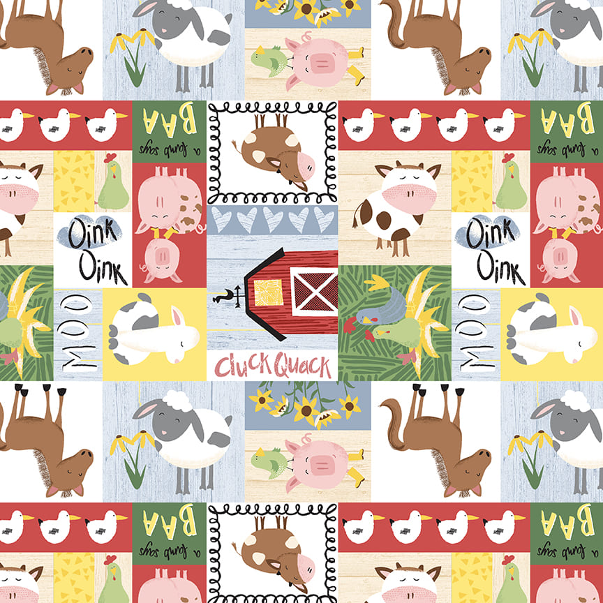 7977-16 Multi - Patchwork || Farm-tastic Friends