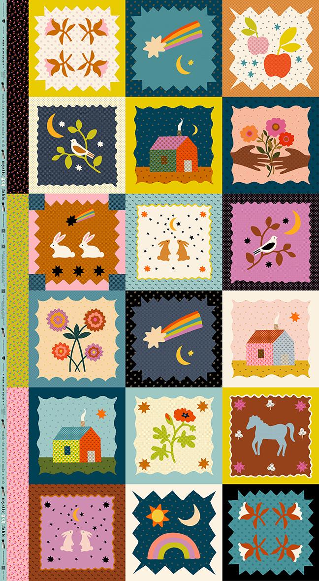 Mystic Fable Galaxy Panel Fabric – Alexia Abegg for Ruby Star Society (18 Block Quilt Panel)