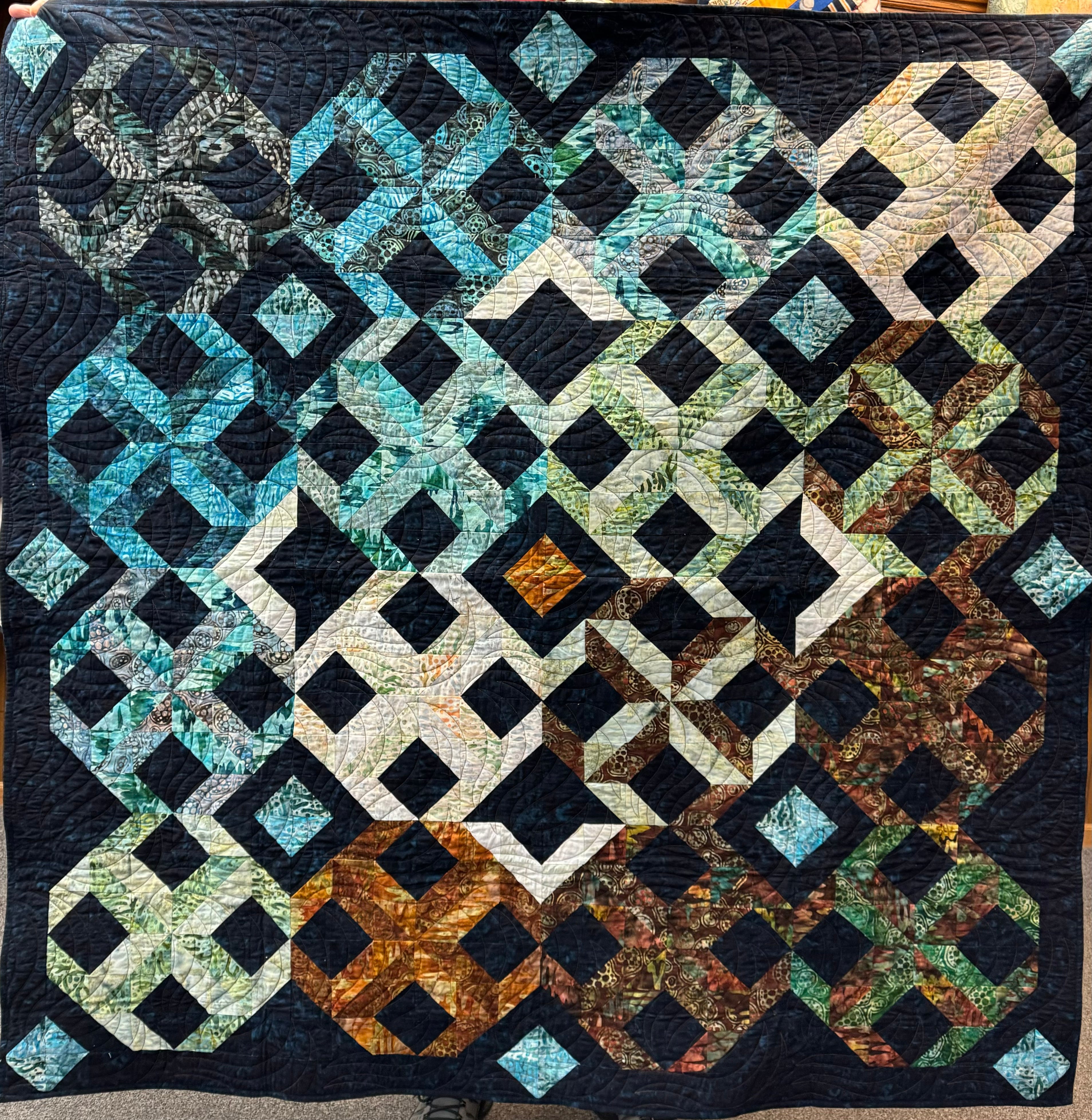 Blue Batik & Dk Blue Diamonds