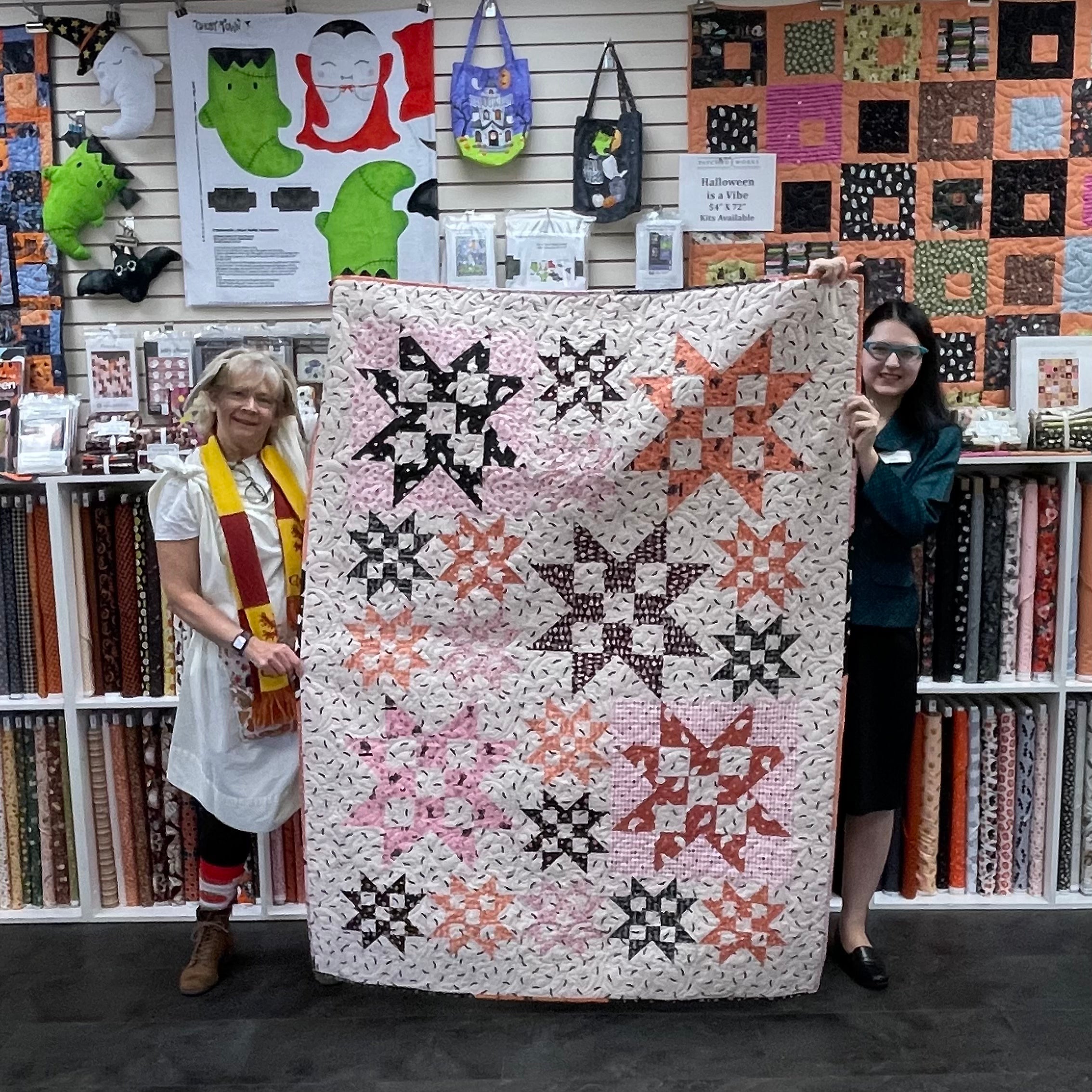 Modern Star Quilt Kit Featuring Purrs and Boos