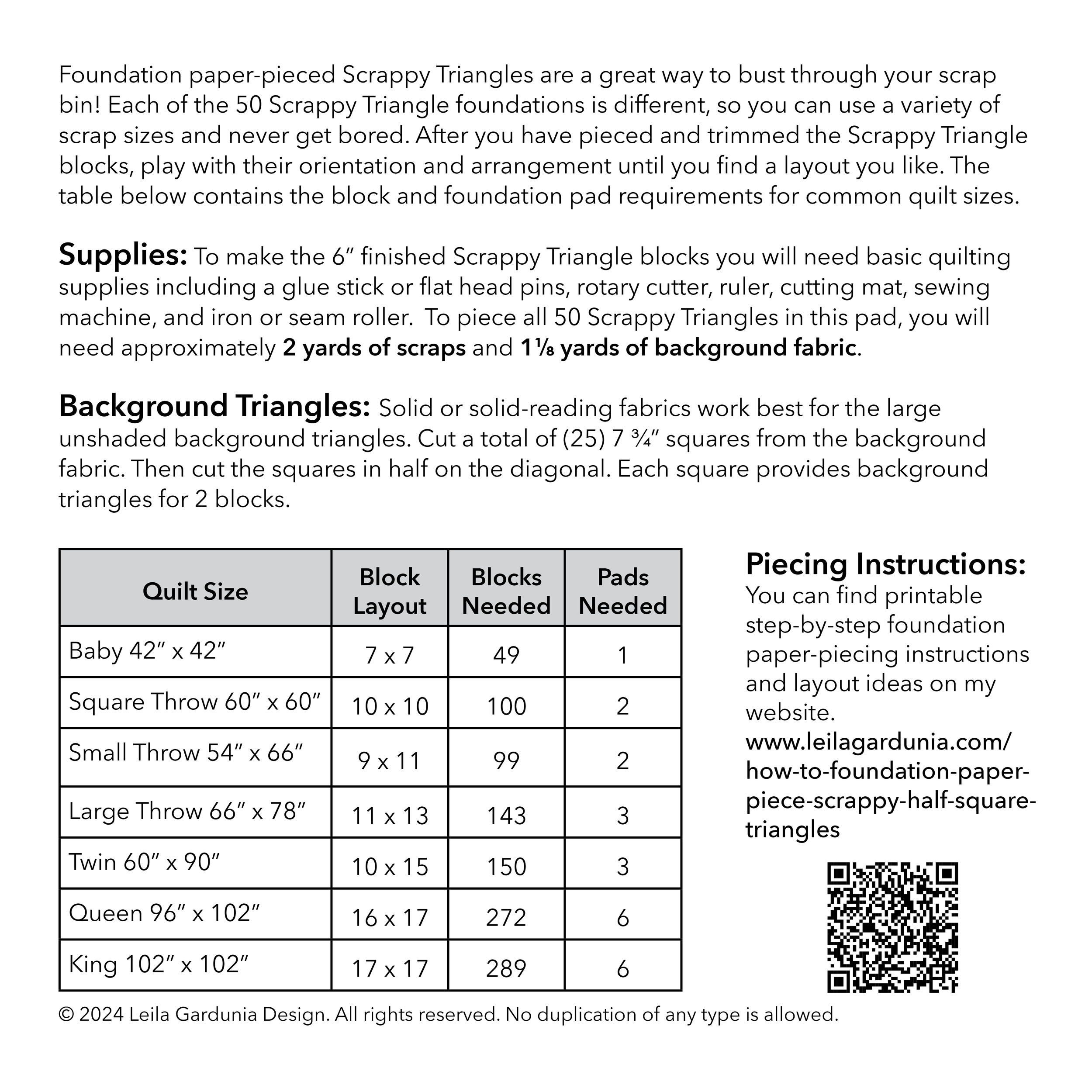 6" Scrappy Triangle FPP LGD 108 Leila Gardunia