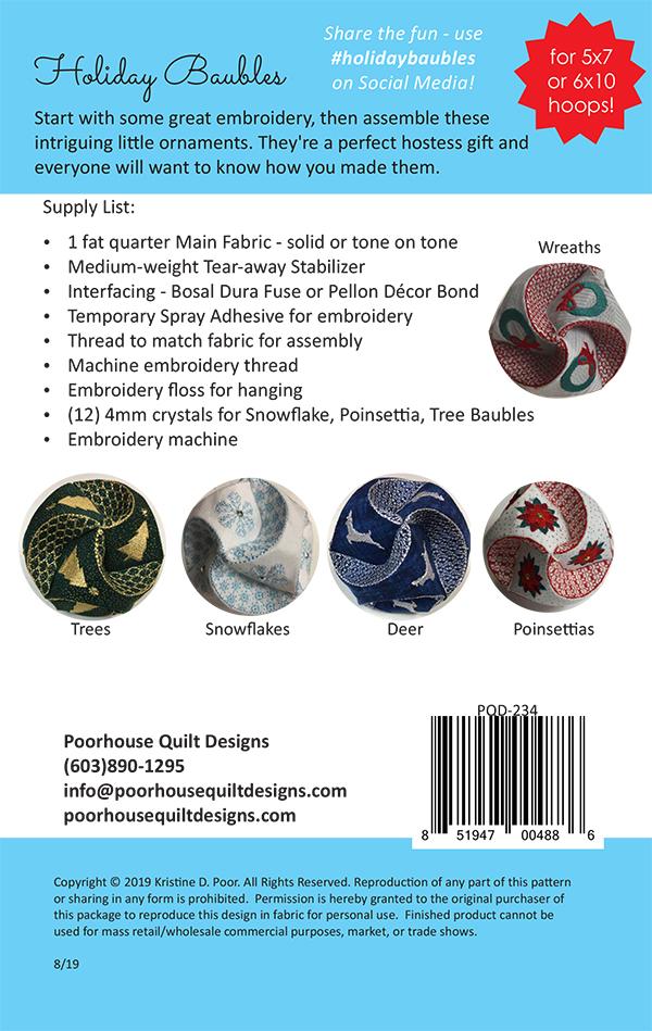 PQD 234 Holiday Baubles - Machine Embroidery