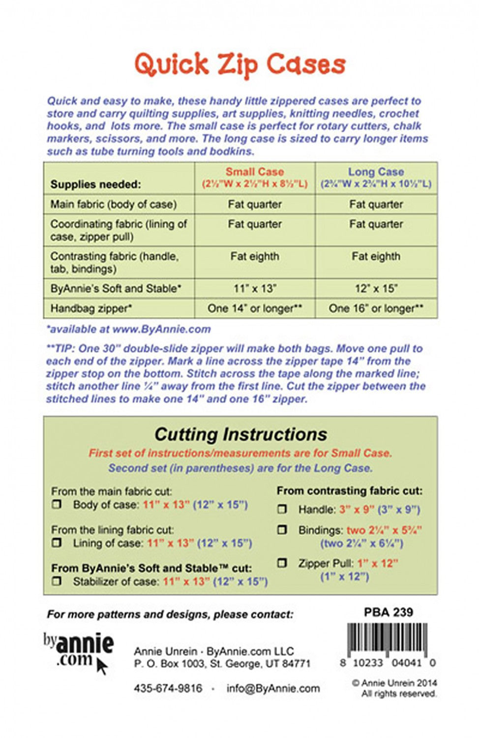 Quick Zip Cases PBA239