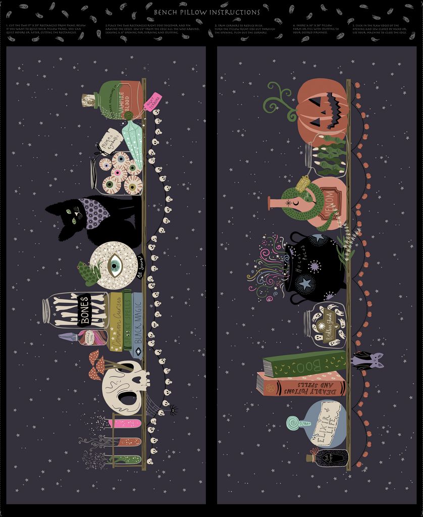LOVE AT FIRST BITE || SPOOKY BENCH PILLOW PANEL || PSTELLA-D3586-MULTI