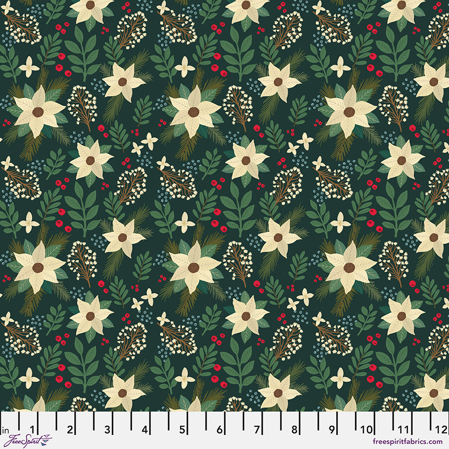 PWMC095.XGREEN Winter Floral - Green || Christmas Cabin