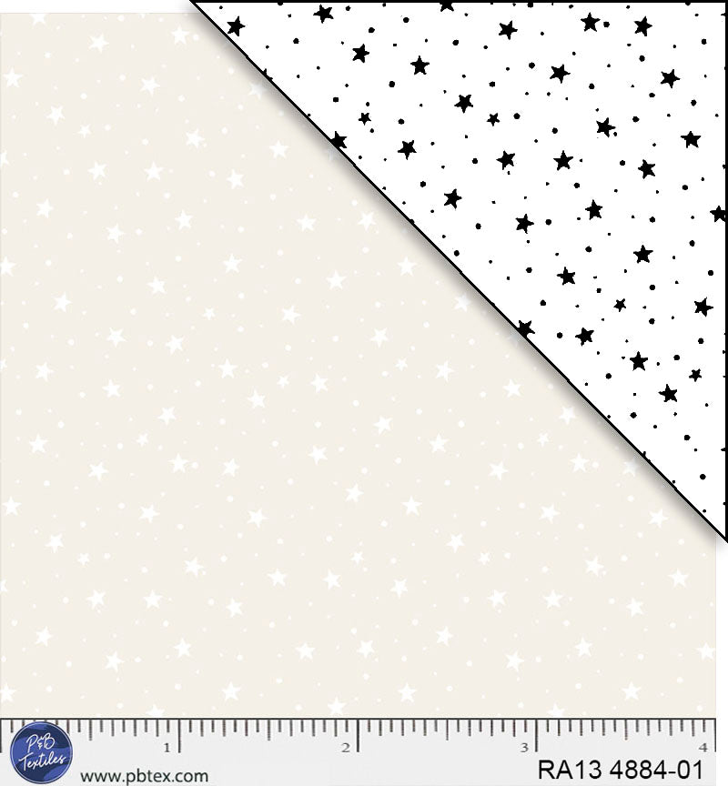 RA13 04884 01 Ramblings 13 Stars/Dots White on Ecru
