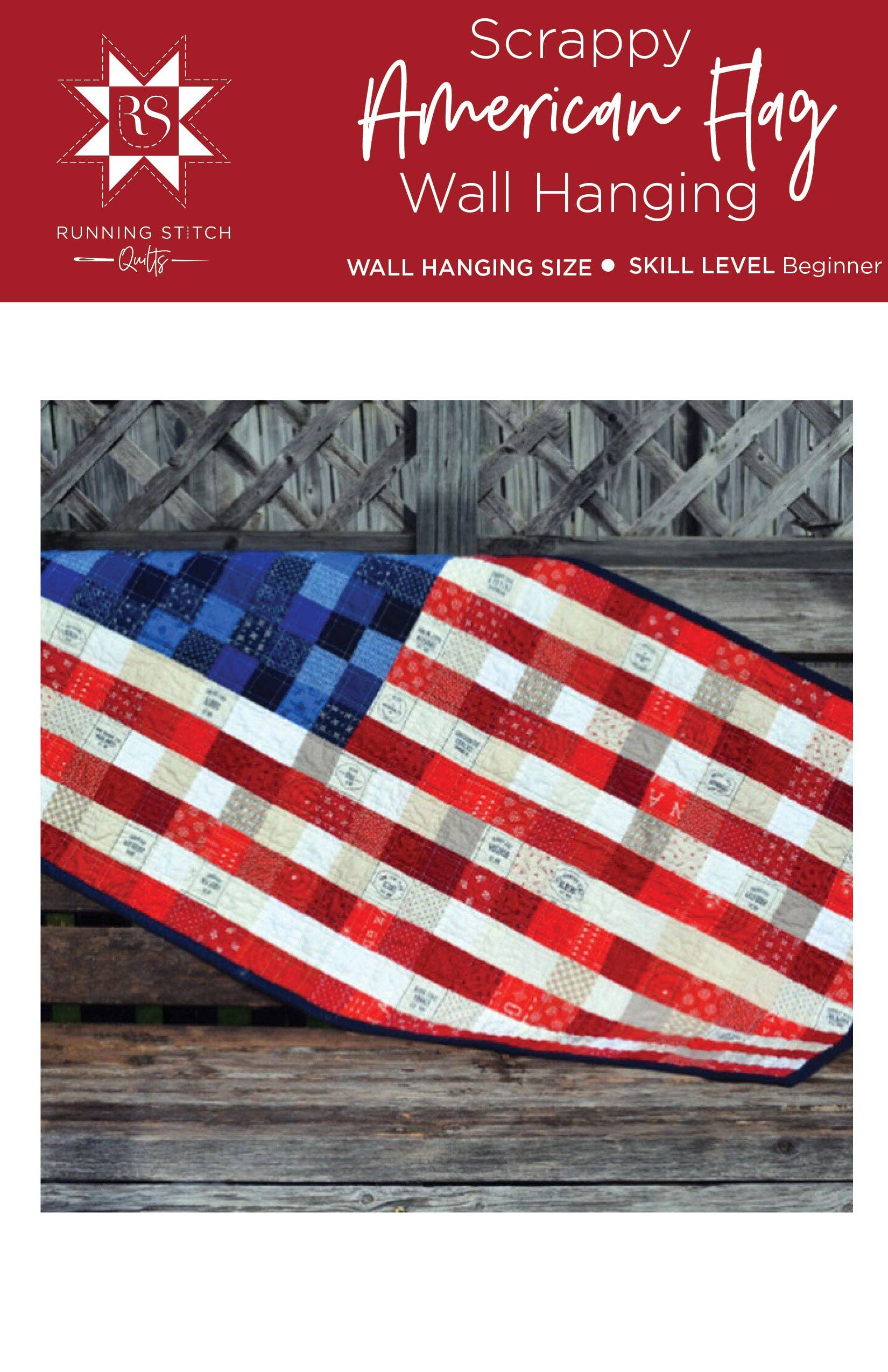 Scrappy American Flag Pattern - PRINTED