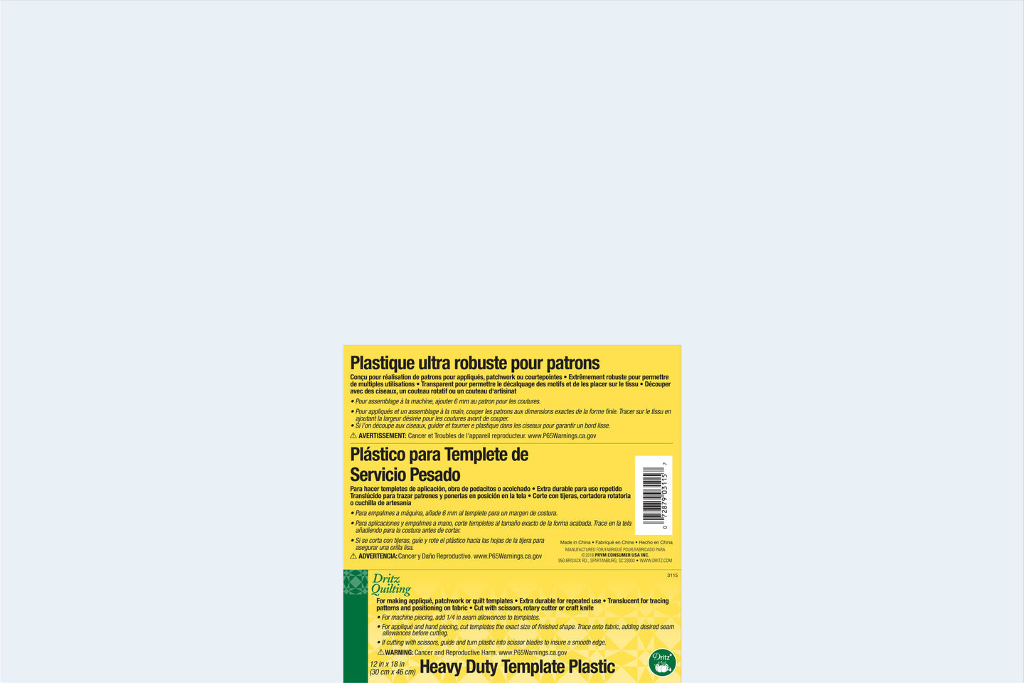 Heavy Duty Template Plastic 12 x 18