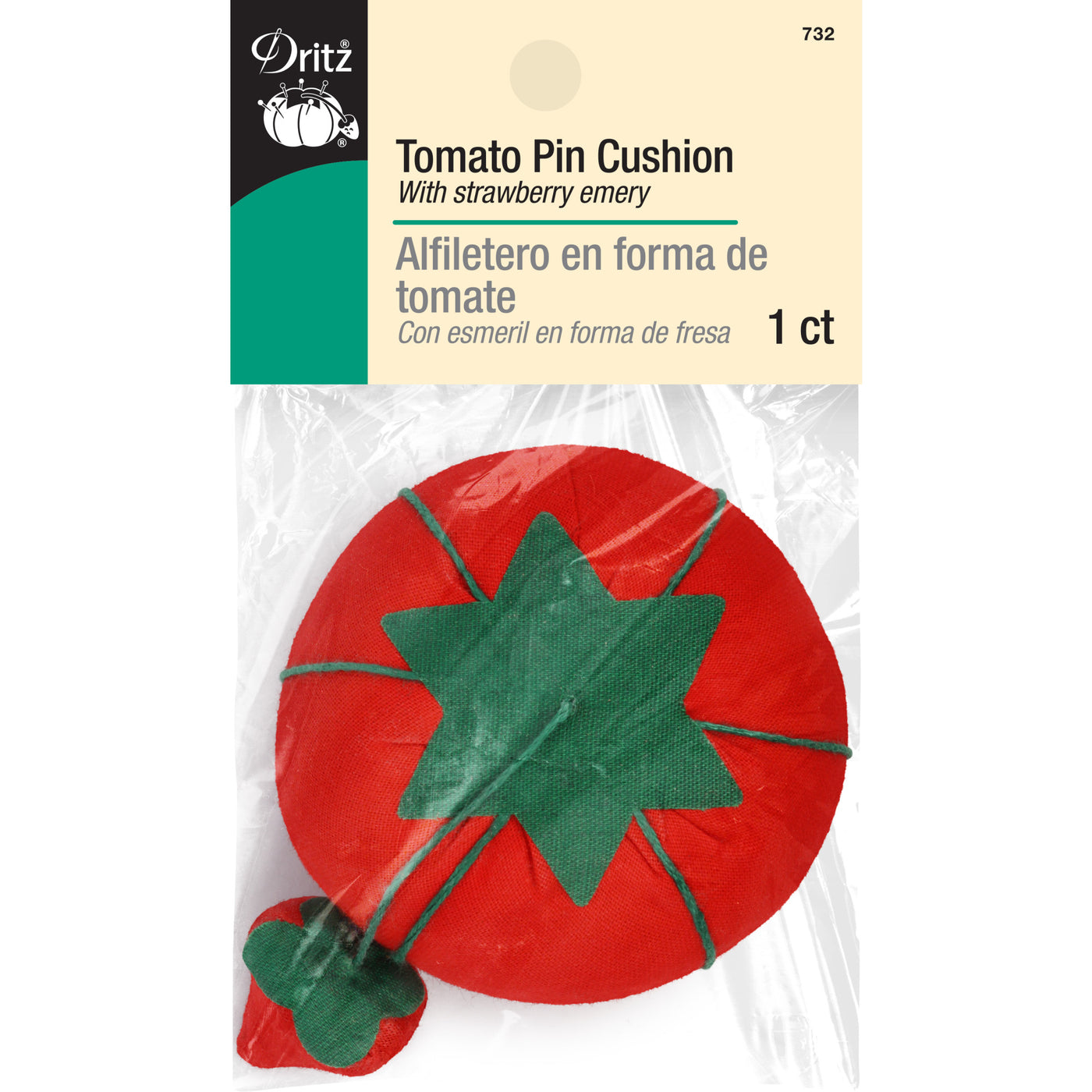 Tomato Pin Cushion with Strawberry Emery