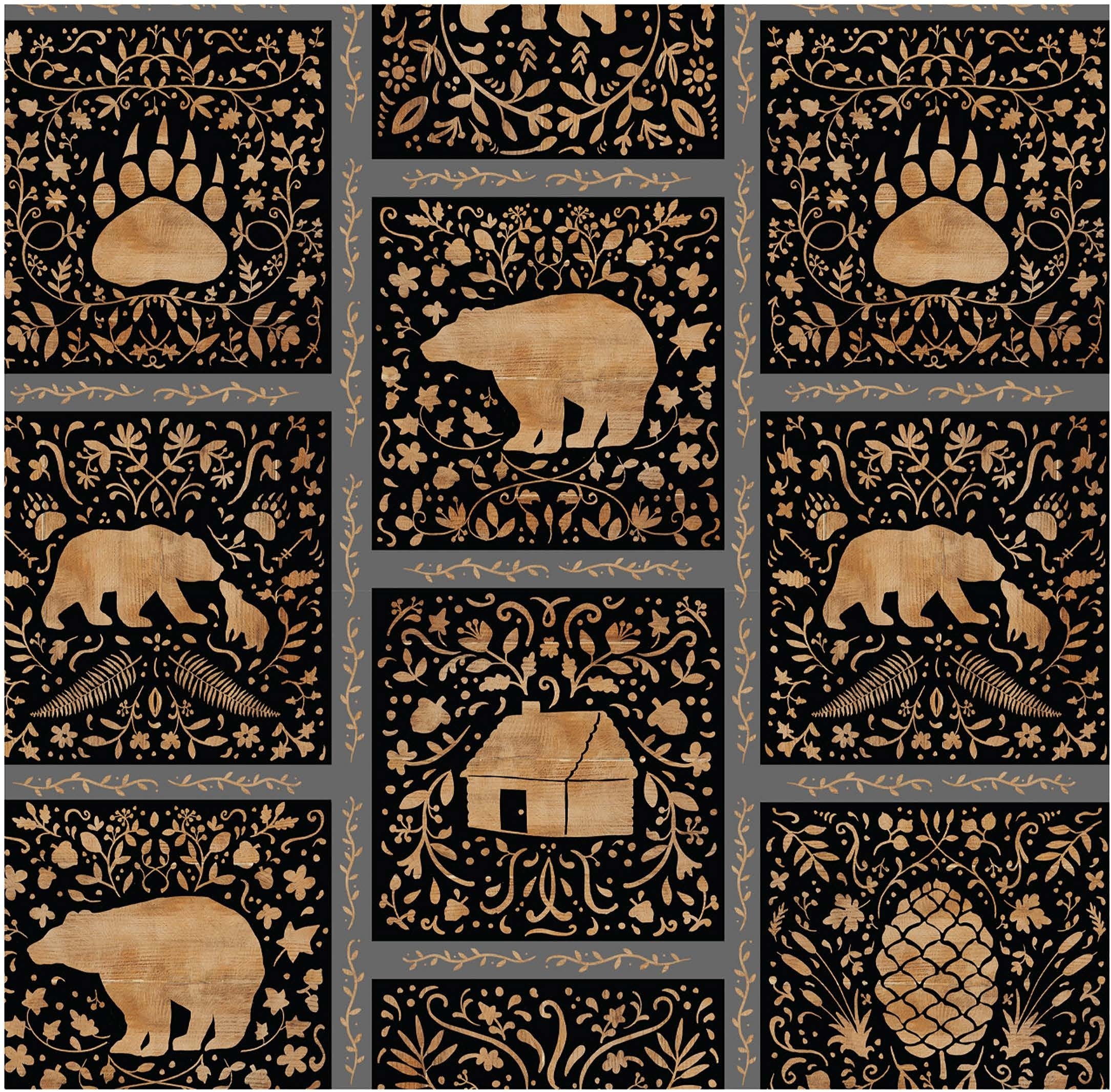 49240102-01||Crafted Cabin||Wood Stencil Tiles - Multi