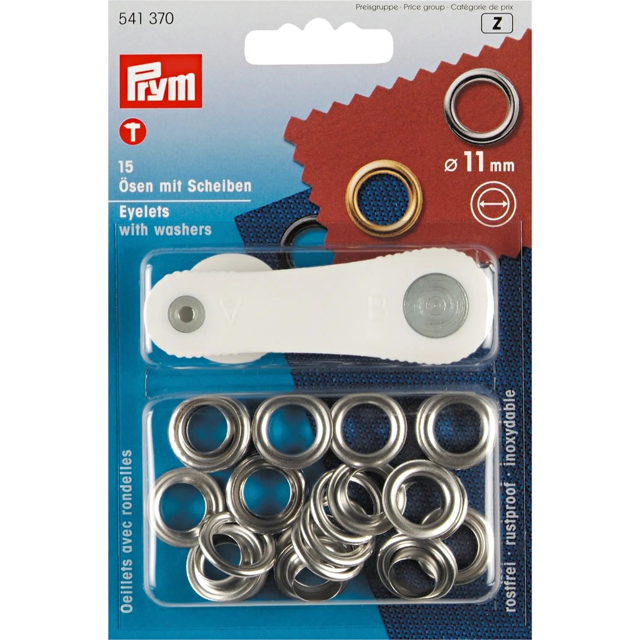 Eyelets with Washers 11 mm Silver with Tool - 15pc