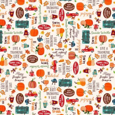12703B-07 Cream Autumn Words