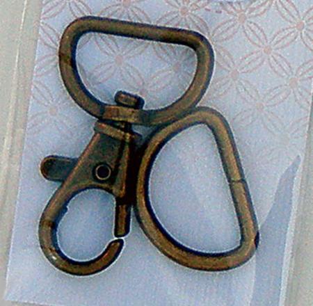 3/4" Swivel Clip & D Ring - Antique Brass