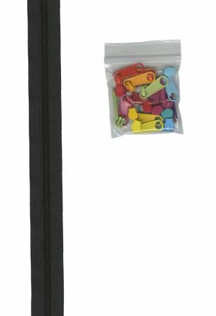 4 Yards - Zipper by the Yard - Black with Mult pulls