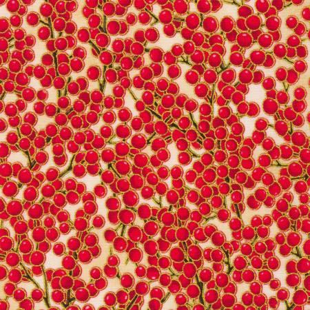 HF Snow Flower - Berries Cream w/Metallic - SRKM-21604-84
