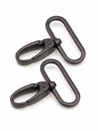 Swivel Hook 1-1/2in Black Metal Set of Two