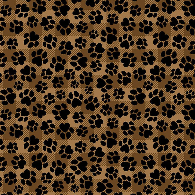 DOG-CD3319-BROWN DOG PAWS ON PLAID