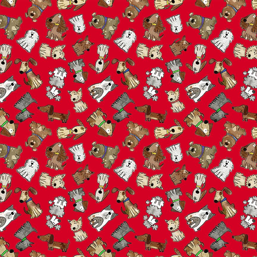 GAIL-CD4461 RED || TOSSED DOGS