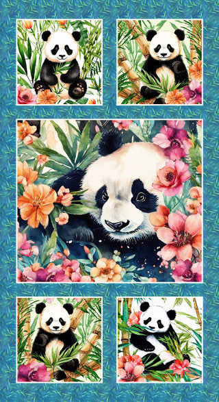 3979-77 Teal || Panda Paradise Panel