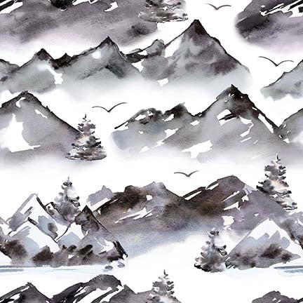 4038-90 Grey || Nature's Glory || Mountains-Grey