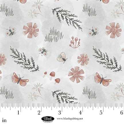 4572-90 Mist || Petals & Pewter || Tossed Motifs-Mist