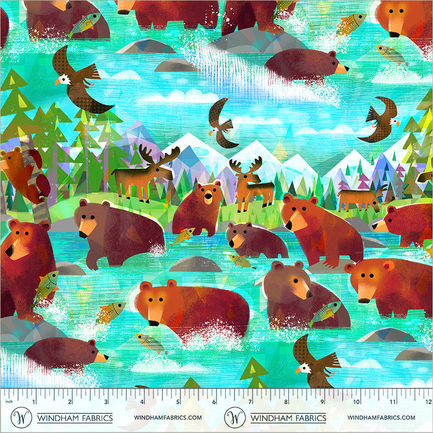 Animal Kingdom || 55455D-1 Turquoise || Bathing Bears