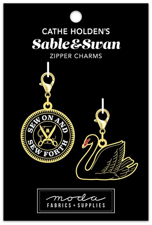 CH166 Medallion Swan Zipper Pulls 2ct