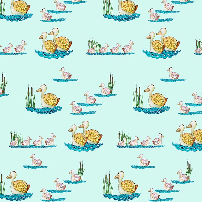 7150-11 Soft Blue - Ducks on Lake || A Trip to the Farm