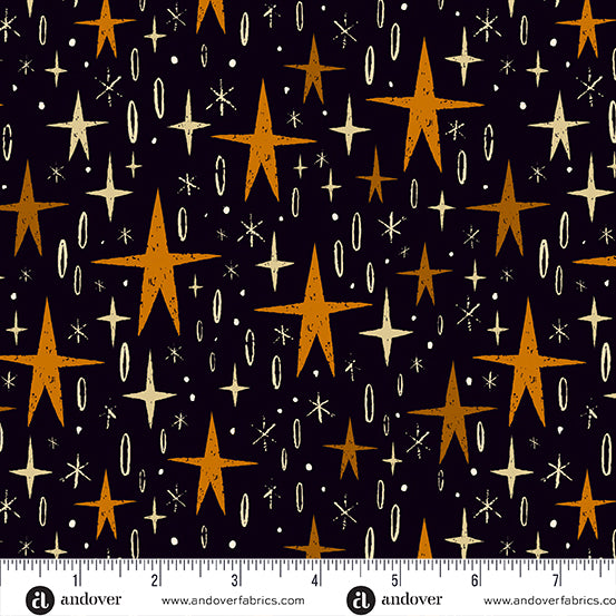 A-1077-K Nevermore by Andover Fabrics Black Tall Stars