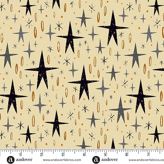 A-1077-L Nevermore by Andover Fabrics Cream Tall Stars