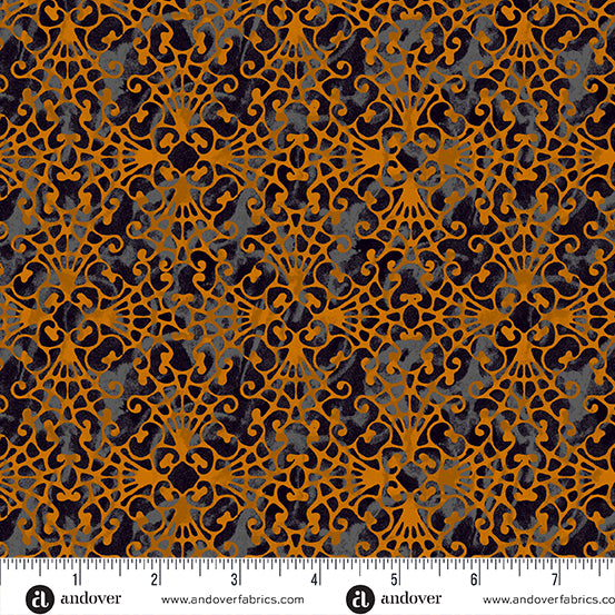 A-1079-O Nevermore by Andover Fabrics Orange Lace