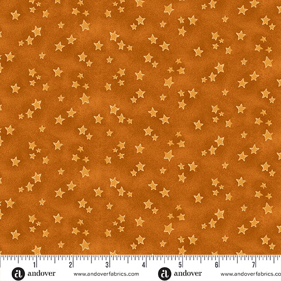 A-1081-O Nevermore by Andover Fabrics Orange Night Sky